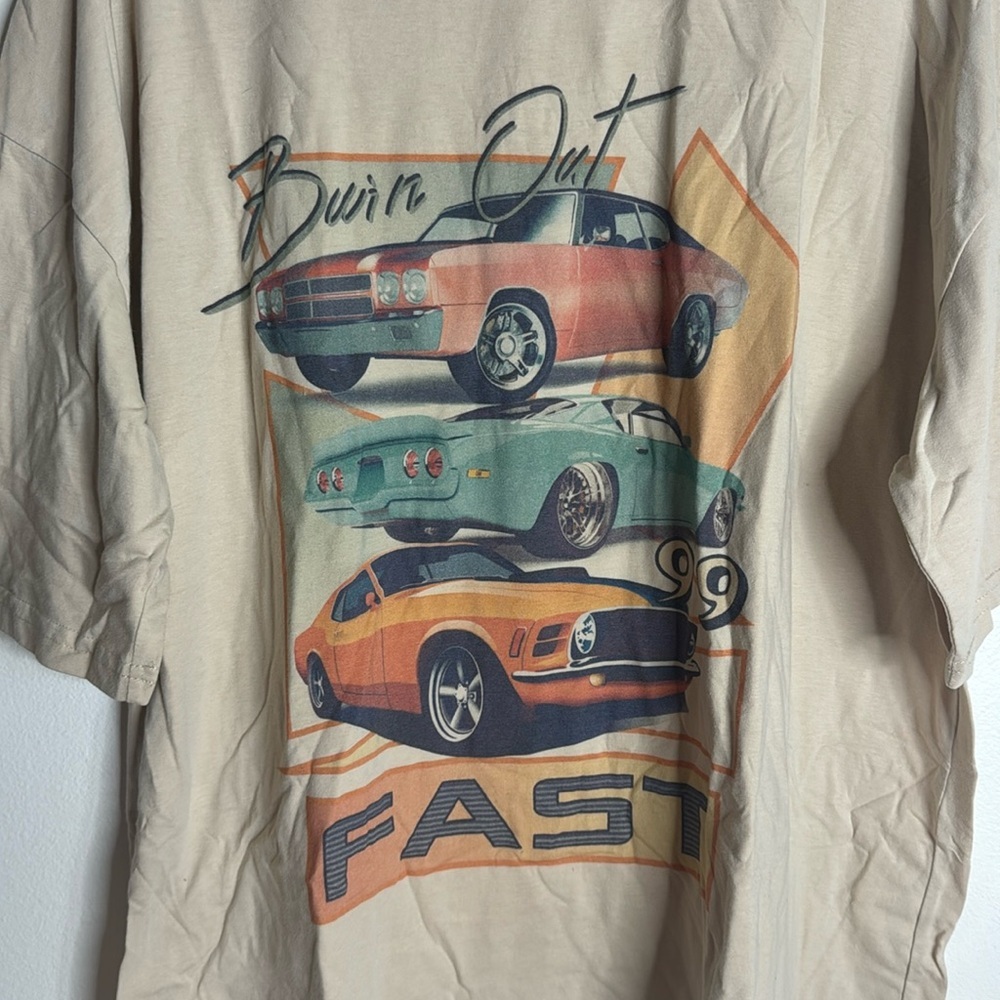 Burn out fast classic muscle cars tshirt oversized - Picture 2 of 10